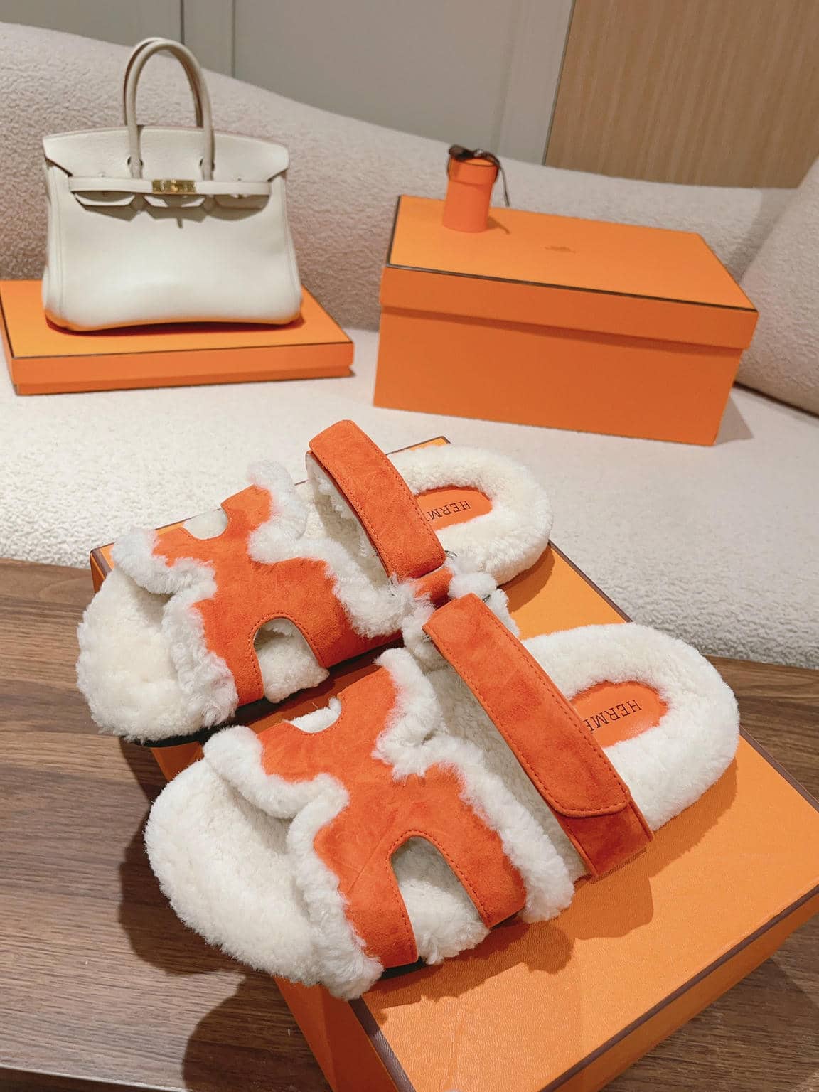 Hermès fur slippers-24